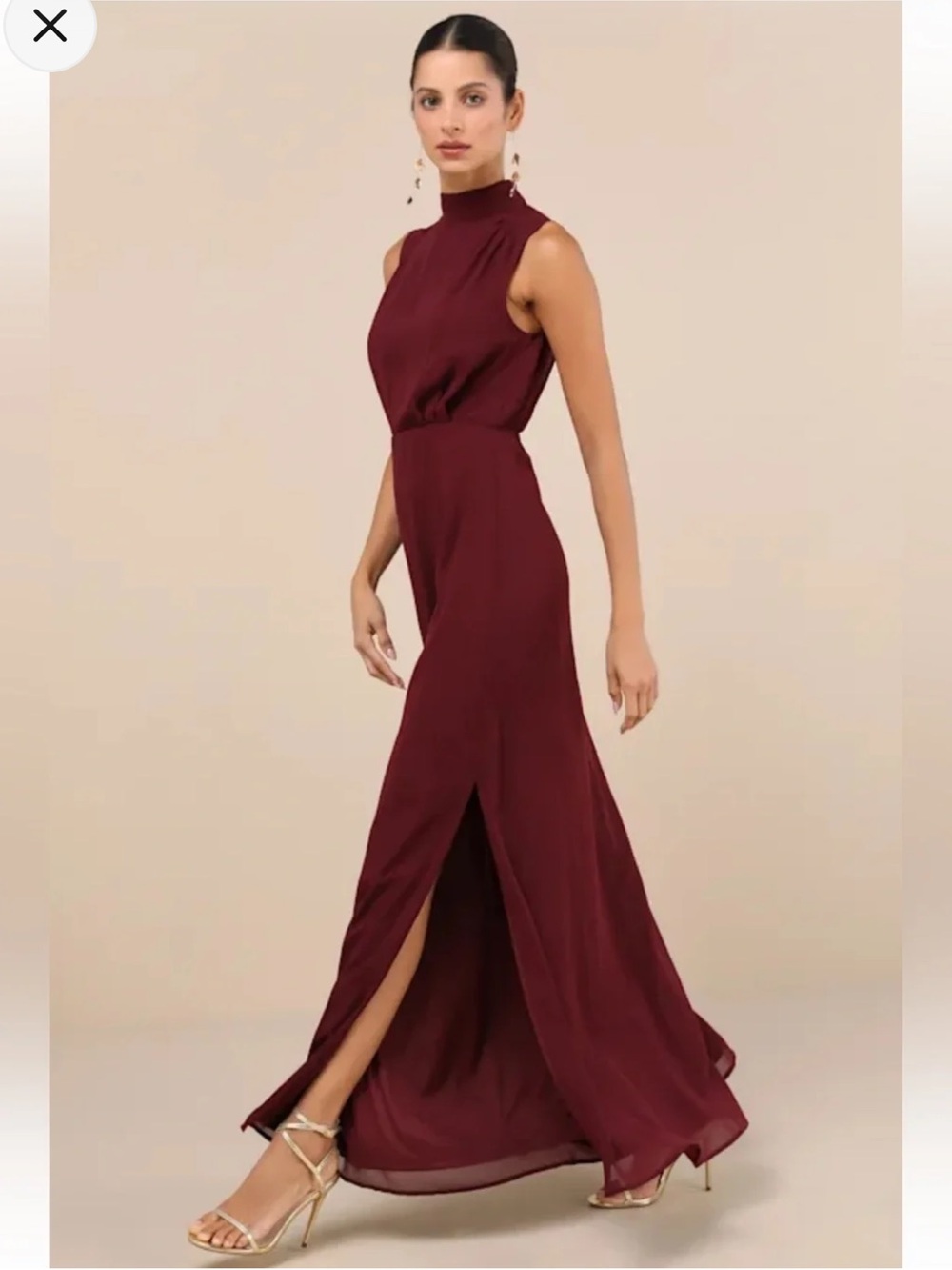 NWT Lulus Maroon Satin Maxi Dress